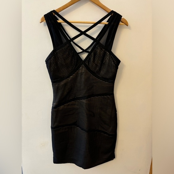 NWT BCBGmaxazria Sven Cross Strap Corseted Bandage Mini Dress - Picture 12 of 12